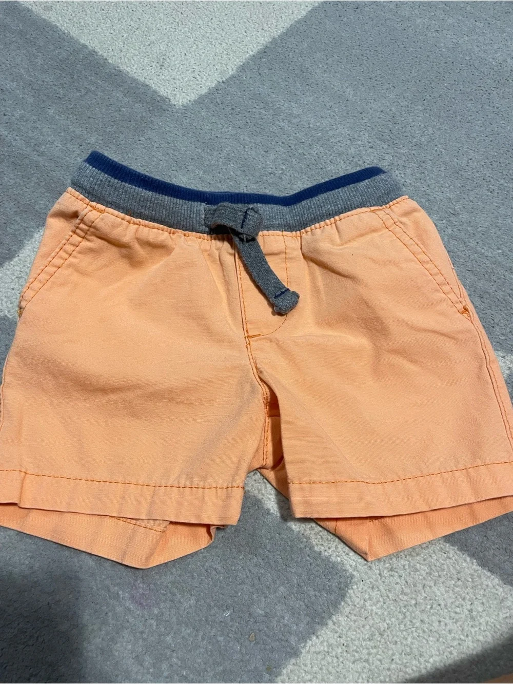 Carter's Peach Pull-On Shorts with Gray & Navy Waistband